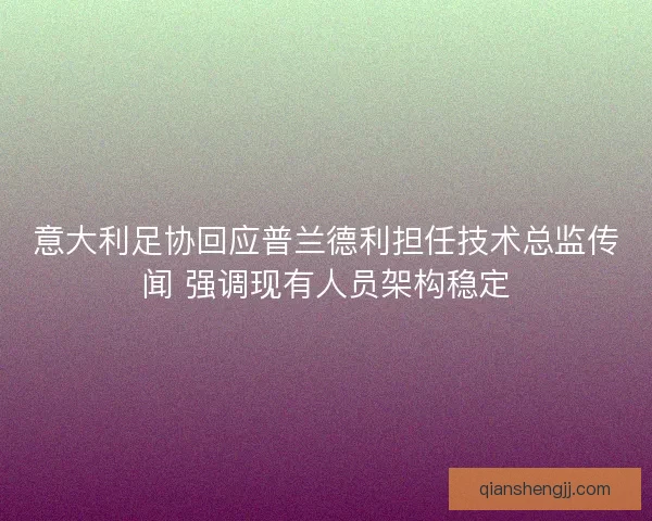 意大利足协回应普兰德利担任技术总监传闻 强调现有人员架构稳定